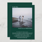 エメモダンラルドミニマルグリーンシンプル写真結婚s 招待状 (正面/裏面)