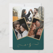 エメモダンラルド緑の台本の写真のイニシャル結婚ズ 招待状 (裏面)