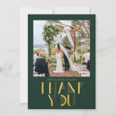 エメモダンラルド金ゴールドフォト結婚のサンキューカード 案内状 (正面)