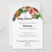 エメモダンロエレガントルドグリーンフローラベビーシャワー 招待状 (正面)