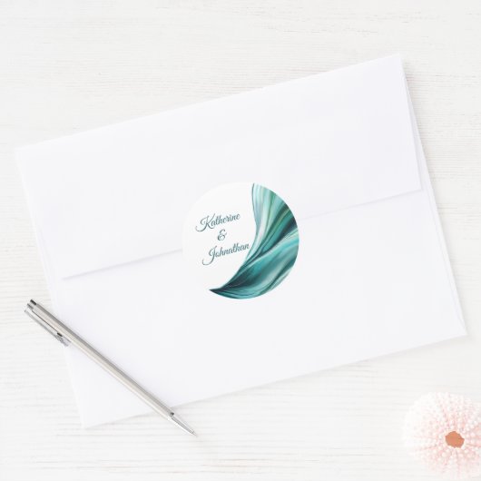 エメモダンロ結婚ラルドグリーン –  ラウンドシール (封筒)