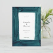 エメユニークラルド水の色の写真の日付を保存 招待状 (スタンド正面)