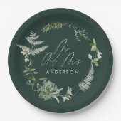 エメラエレガントドモダンボタニカル結婚スクリプト ペーパープレート (正面)