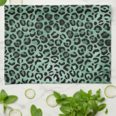 エメラガーリールドグリーングラムレオパードプリント     キッチンタオル (折り畳み)