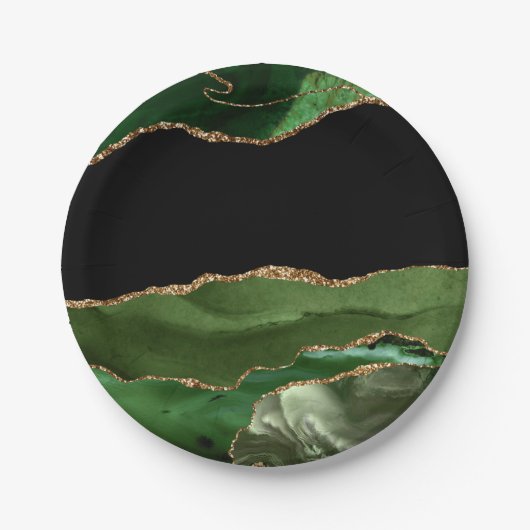 エメラフェイクルドグリーンマーブルアゲコンテンポラリーート ペーパープレート (正面)