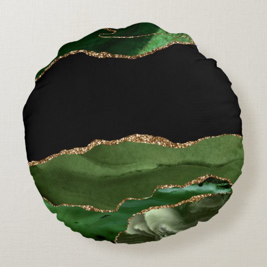 エメラフェイクルドグリーンマーブルアゲコンテンポラリーート ラウンドクッション (裏面)
