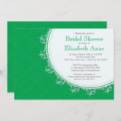 エメラルかわいらしドグリーンダマスクブライダルシャワー 招待状 (正面/裏面)