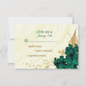 エメラルグリーン金ゴールドフローラ大理石 出欠カード (正面)