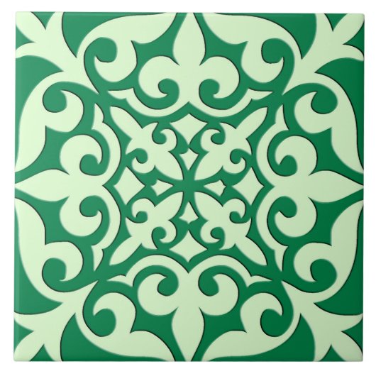 エメラルドおよび薄緑のモロッコのタイル- タイル (正面)