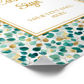 エメラルドお洒落グリーン金ゴールドユーカリ結婚ス ポスター (角)