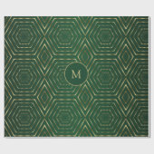 エメラルドかわいらしグリーンと金ゴールド幾何学模様 ラッピングペーパー (フラット)