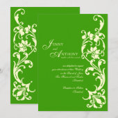 エメラルドとクリームのエレガントなシンプルさをDIYで 招待状 (正面/裏面)