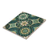 エメラルドとゴールドの花曼荼羅 - 装飾的 タイル (側面)