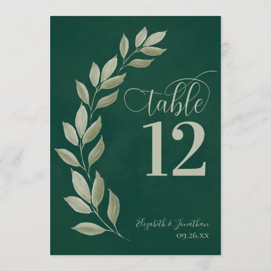 エメラルドとセージの葉グリーモダンンの表の番号 (裏面)