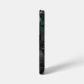 エメラルドとチャコールブラックの大理石幾何学模様 iPhoneケース (左側面)
