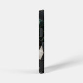 エメラルドとチャコールブラックの大理石幾何学模様 iPhoneケース (右側面)