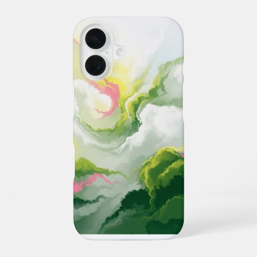 エメラルドとバラの抽象的な大理石 iPhone 16ケース (裏面)