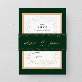 エメラルドとブロンズの紙吹雪バースト結婚ズ 招待状ベリーバンド