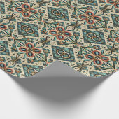 エメラルドとルビーとサファイアのリングが交差する洗練された結婚式のギフト包装 ラッピングペーパー (角)