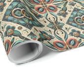 エメラルドとルビーとサファイアのリングが交差する洗練された結婚式 ラッピングペーパー (ロールコーナー)