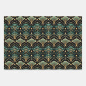 エメラルドと金ゴールドアールデコセット ラッピングペーパーシート (正面2)