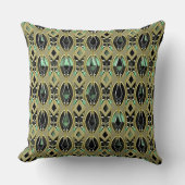 エメラルドと金ゴールドアールデコ クッション (正面)