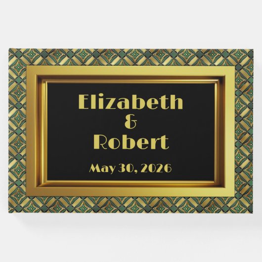 エメラルドと金ゴールドアールデコ ゲストブック (正面)