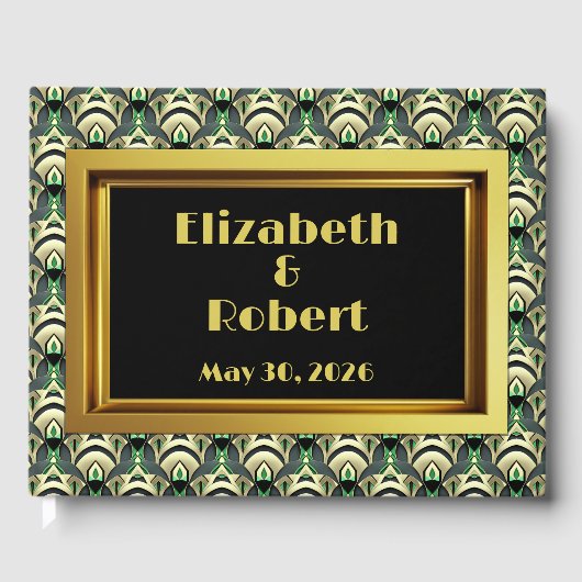 エメラルドと金ゴールドアールデコ ゲストブック (正面)