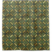 エメラルドと金ゴールドアールデコ シャワーカーテン (正面)