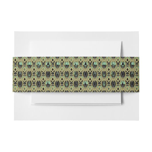 エメラルドと金ゴールドアールデコ 招待状ベリーバンド (正面例)