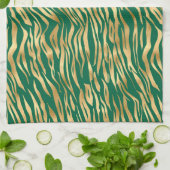 エメラルドと金ゴールドサファリシリーズデザイン2 キッチンタオル (折り畳み)