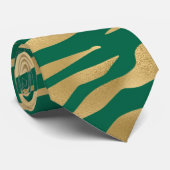 エメラルドと金ゴールドサファリシリーズデザイン2 ネクタイ (ロール)
