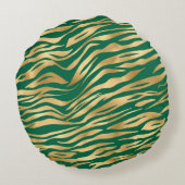 エメラルドと金ゴールドサファリシリーズデザイン2 ラウンドクッション (裏面)