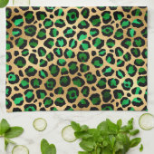 エメラルドと金ゴールドサファリシリーズデザイン8 キッチンタオル (折り畳み)