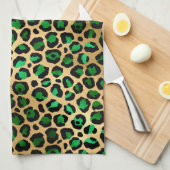 エメラルドと金ゴールドサファリシリーズデザイン8 キッチンタオル (四つ折り)
