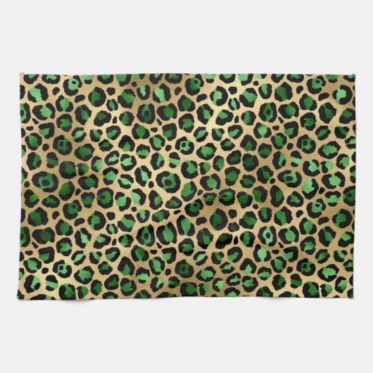 エメラルドと金ゴールドサファリシリーズデザイン8 キッチンタオル (横)