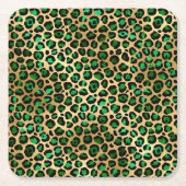 エメラルドと金ゴールドサファリシリーズデザイン8 スクエアペーパーコースター (正面)