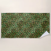 エメラルドと金ゴールドサファリシリーズデザイン8 ビーチタオル (正面)