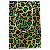 エメラルドと金ゴールドサファリシリーズデザイン8 ミディアムペーパーバッグ (正面)