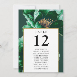 エメラルドと金ゴールドフローラテーブル番号座席表 招待状