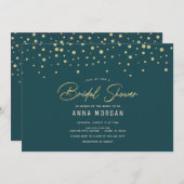 エメラルドと金ゴールドブライダルシャワー 招待状 (正面/裏面)