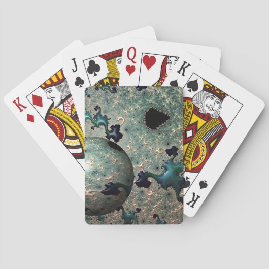 エメラルドと金ゴールドマンデルブロットと球体 トランプ (裏面)