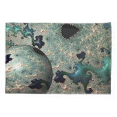 エメラルドと金ゴールドマンデルブロットと球体 枕カバー (裏面-左)