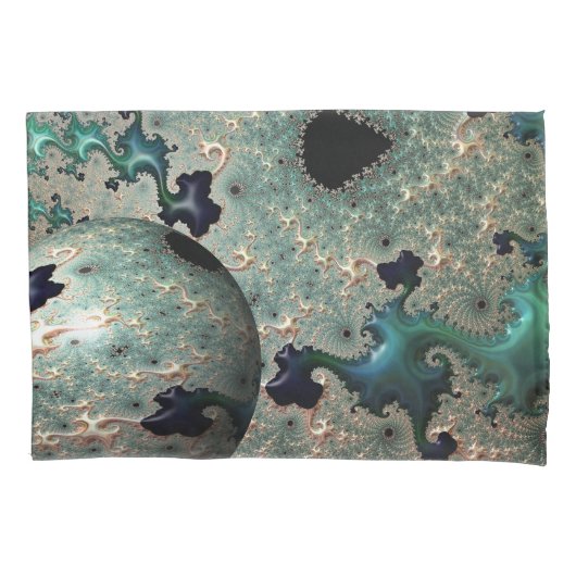 エメラルドと金ゴールドマンデルブロットと球体 枕カバー (正面左)