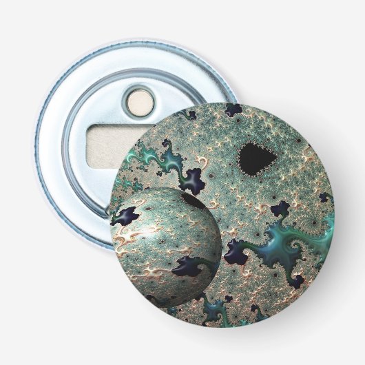 エメラルドと金ゴールドマンデルブロットと球体 栓抜き (正面)