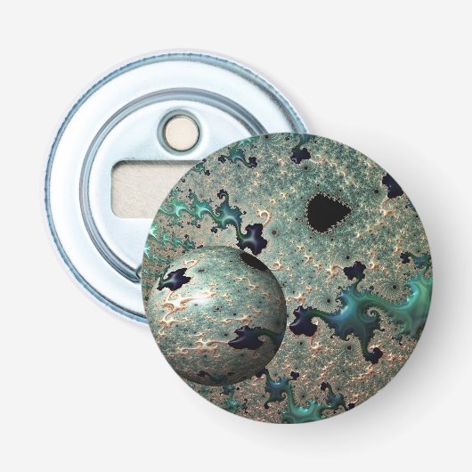 エメラルドと金ゴールドマンデルブロットと球体 栓抜き (正面)