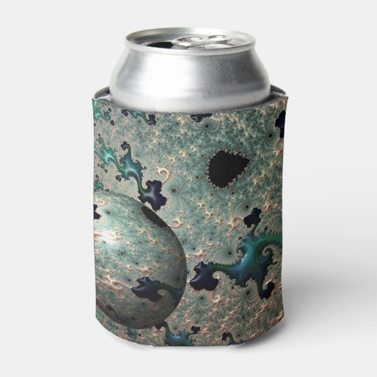 エメラルドと金ゴールドマンデルブロットと球体 缶クーラー (缶正面)