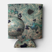 エメラルドと金ゴールドマンデルブロットと球体 缶クーラー (正面)