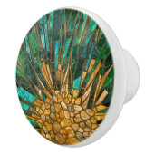 エメラルドと金ゴールド細胞モザイク抽象芸術 セラミックノブ (右)