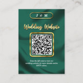 エメラルドと金ゴールド結婚のウェブサイトQRコードカスタム エンクロージャーカード (正面)